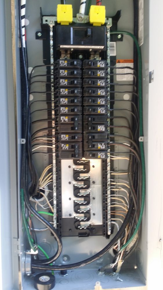 Neatly wired electrical panel completed by Aspen Electric Company
